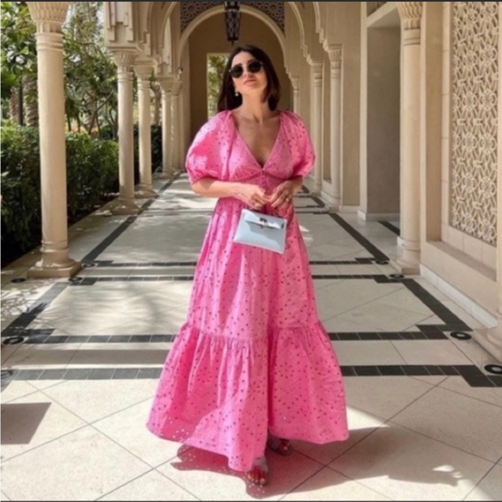 ZARA Eyelet midi puff sleeves dress 0081/ 303